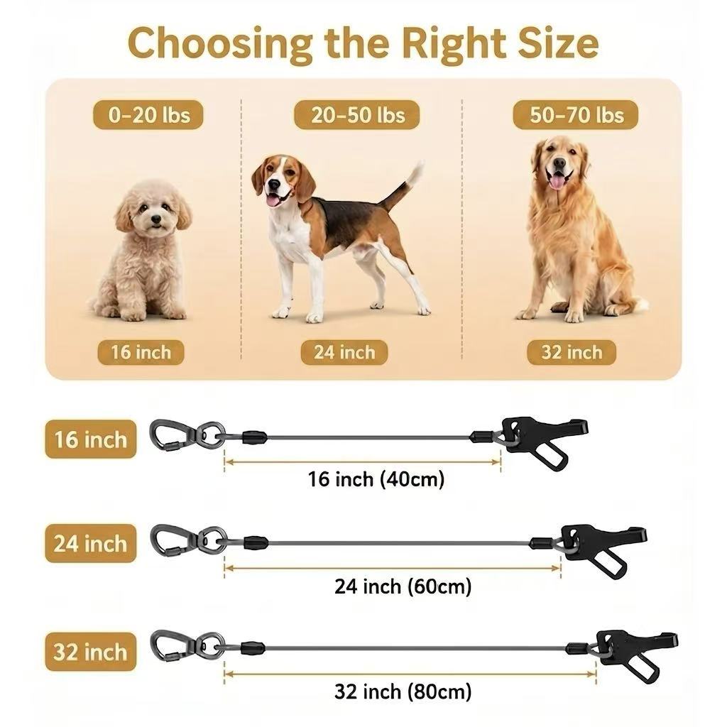 KAVRIONA Chew-Proof ISOFIX Dog Seat Belt