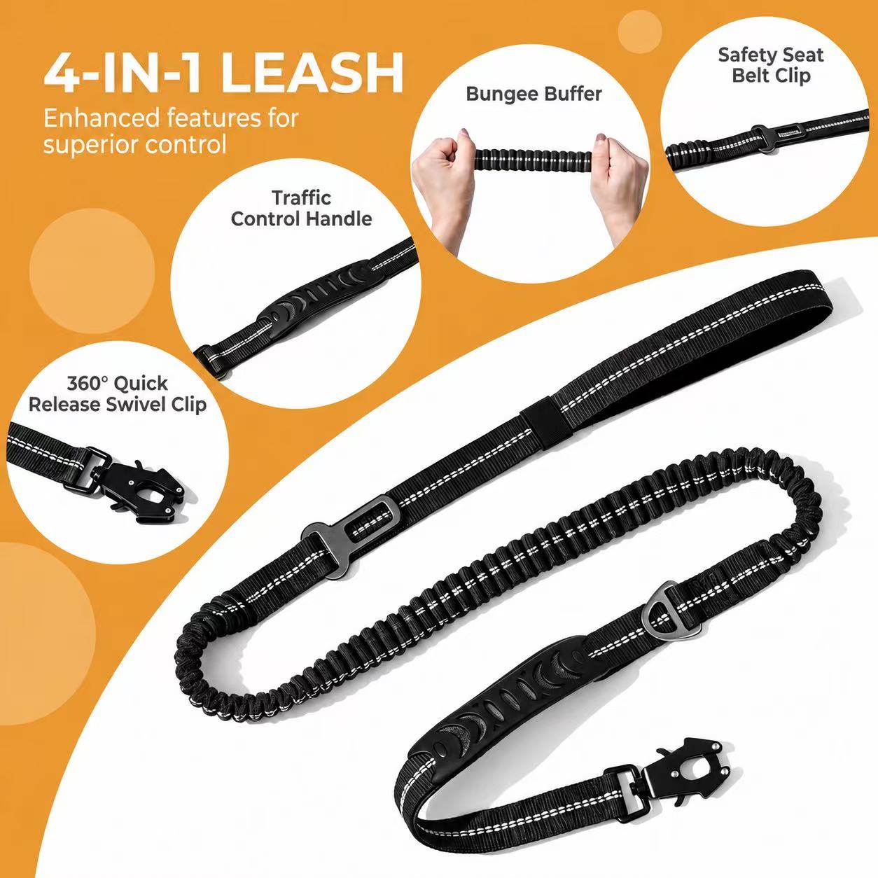 KAVRIONA Heavy Duty  Bungee Dog Leash