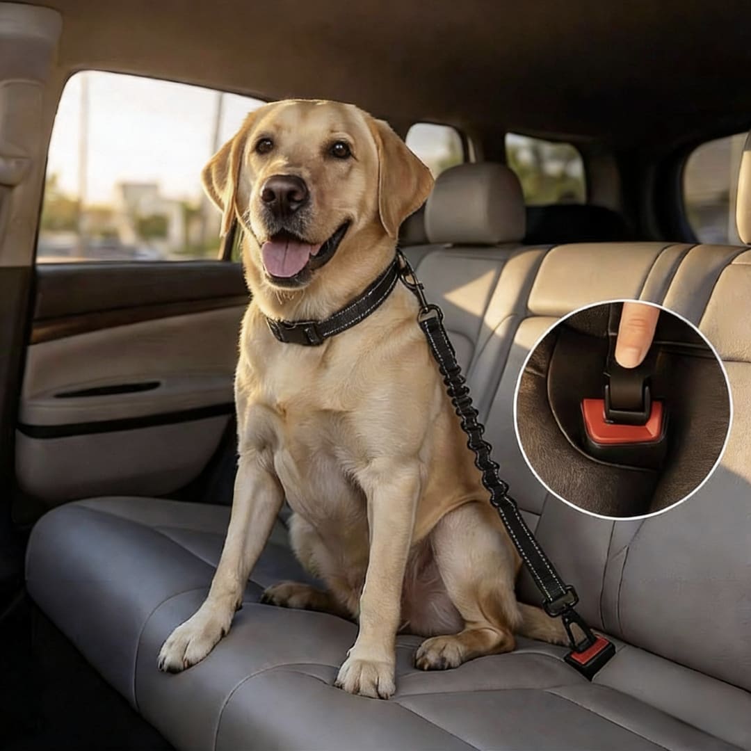 Heavy Duty ISOFIX/LATCH Dog Seat Belt - Anti-Shock Bungee & 360° Swivel (Universal Fit)