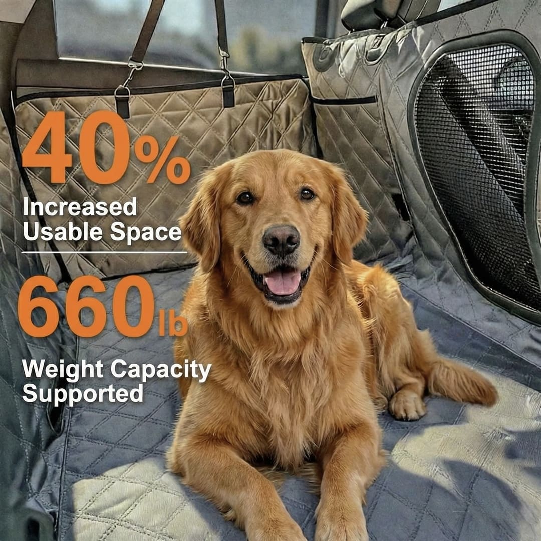 Hard Bottom Dog Car Seat Cover - 1680D Heavy Duty Waterproof Pet Hammock