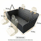 Hard Bottom Dog Car Seat Cover - 1680D Heavy Duty Waterproof Pet Hammock