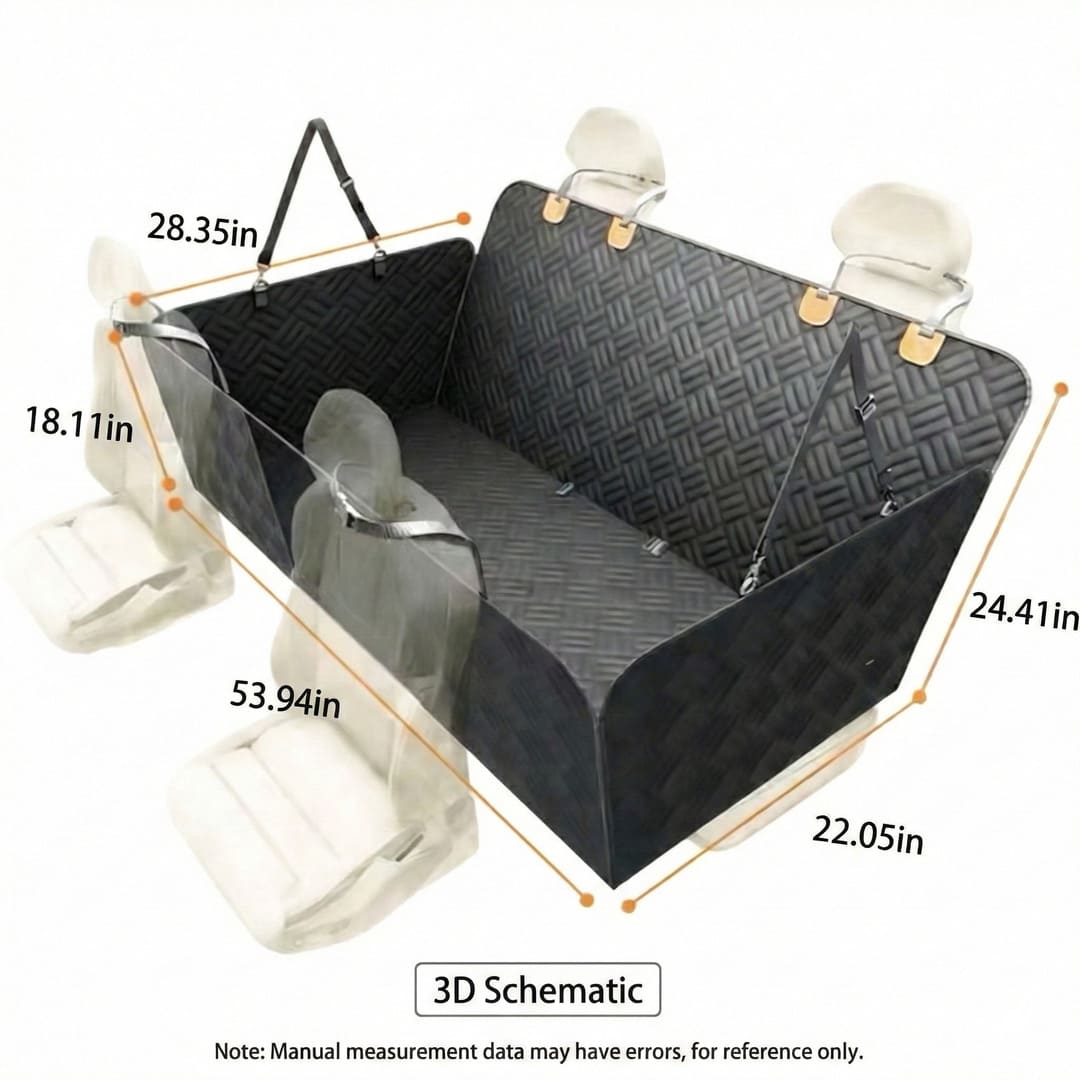 Hard Bottom Dog Car Seat Cover - 1680D Heavy Duty Waterproof Pet Hammock