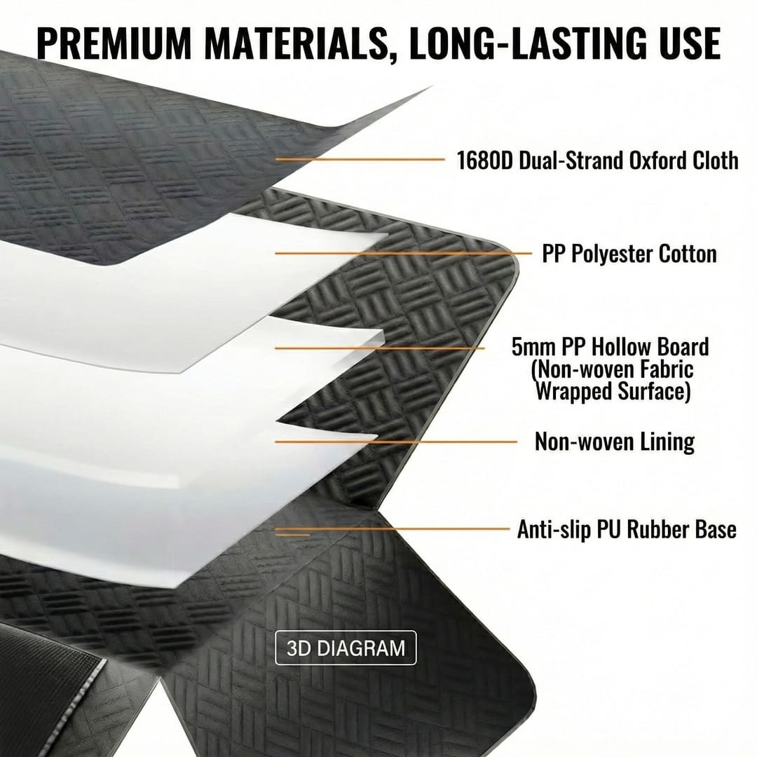 Hard Bottom Dog Car Seat Cover - 1680D Heavy Duty Waterproof Pet Hammock