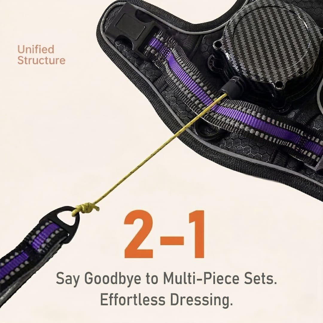 No-Pull Dog Harness with Built-In Retractable Leash | 2-in-1 Adjustable & Reflective Pet Vest