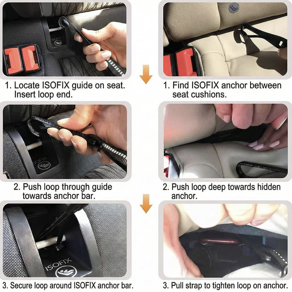 Heavy Duty ISOFIX/LATCH Dog Seat Belt - Anti-Shock Bungee & 360° Swivel (Universal Fit)