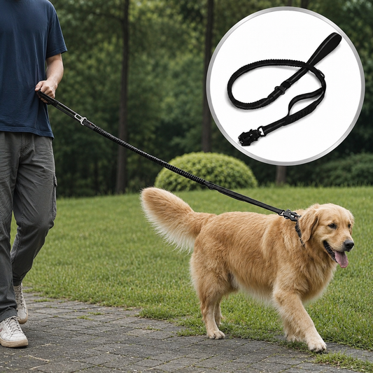 KAVRIONA Safe-Roam Heavy Duty Tactical Bungee Dog Leash with Car Belt Clip